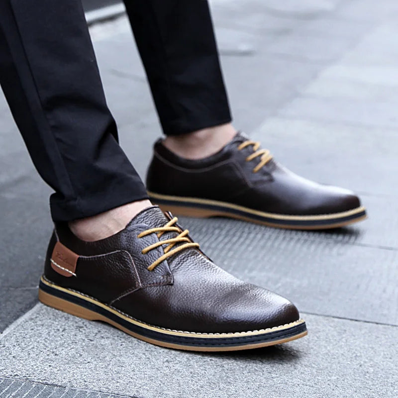 Men’s Oxford Shoes – Genuine Leather Brogue Lace-Up Dress Footwear, Italian Luxury Brand Moccasins & Loafers, Plus Size 38–48