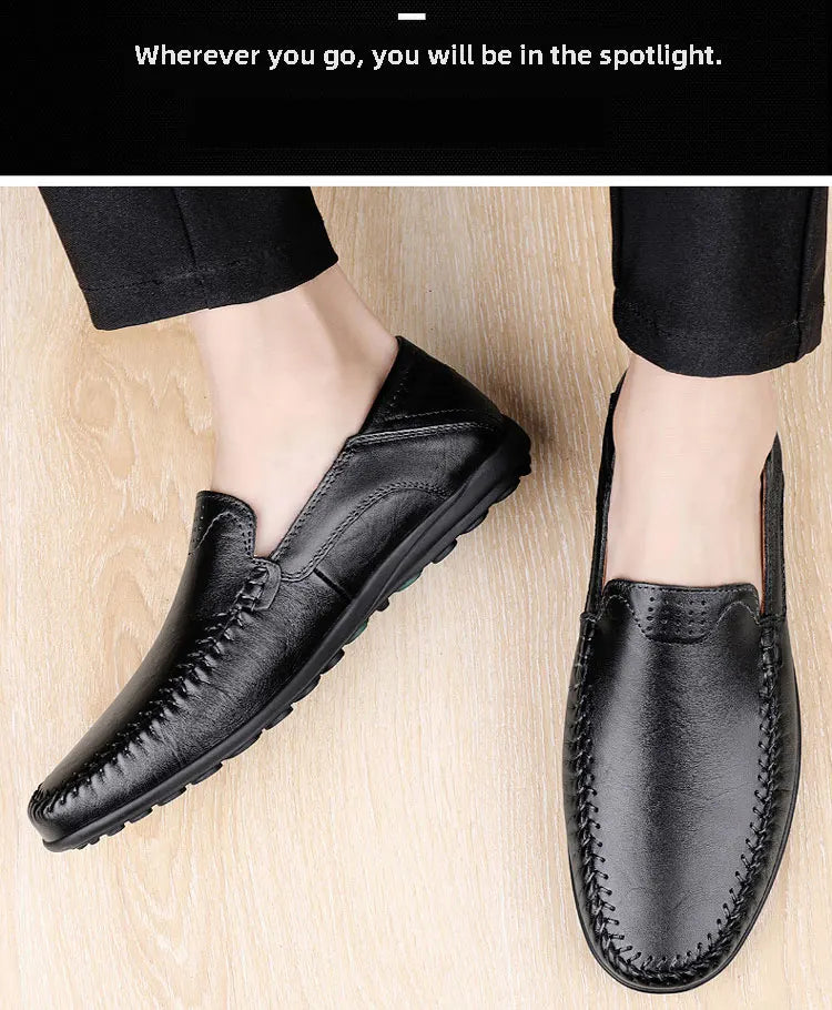 CLOHOO Men’s Business Casual Leather Shoes – Comfortable Breathable Cowhide with Durable Rubber Sole