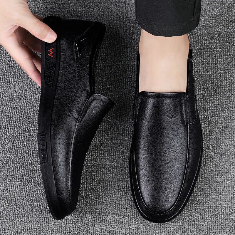 Men’s Business Casual Shoes – Handmade Layered Cowhide Leather with Durable Rubber Bottom for Office & Leisure