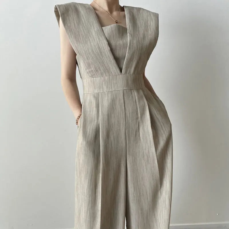 Chic Retro Jumpsuit – Flattering High Waist & Wide Leg Style for Effortless Summer Elegance