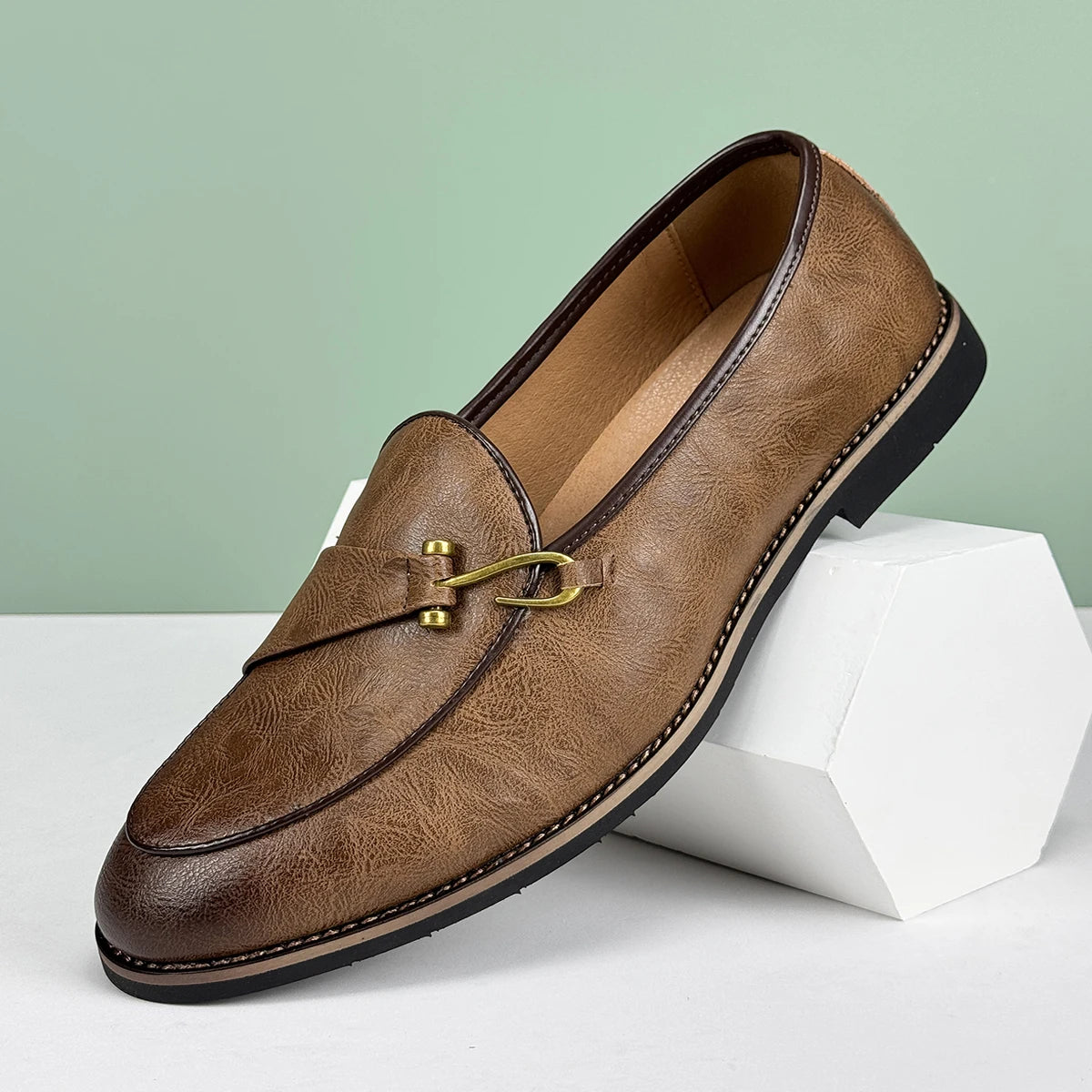 Men’s Formal Leather Loafers – British Style Pointed Toe Slip-On Dress Shoes