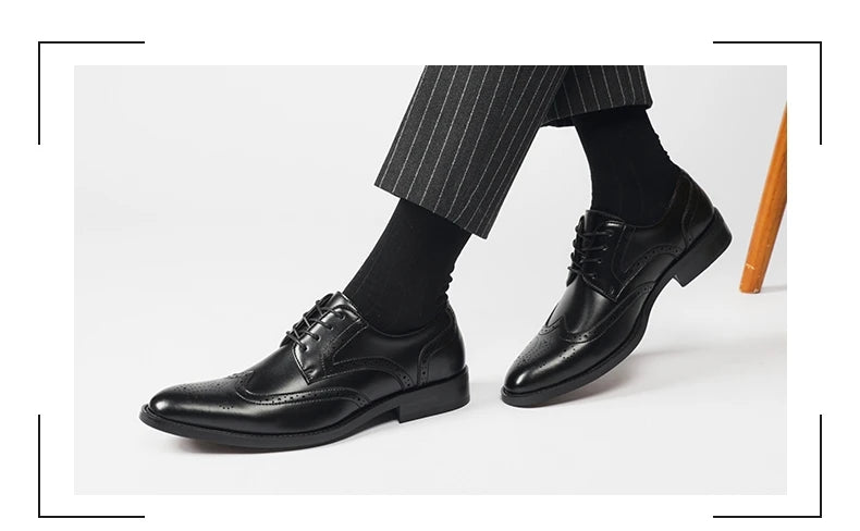High Quality Height Increase Oxford Dress Shoes Men Genuine Cow Leather Suit Shoes Lift Brogues Wedding Formal Elevator Shoes