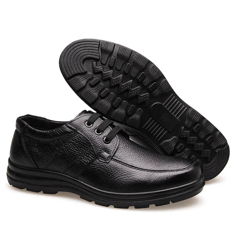 Men’s Genuine Leather Shoes – Soft Cowhide Flats for Business & Casual Wear