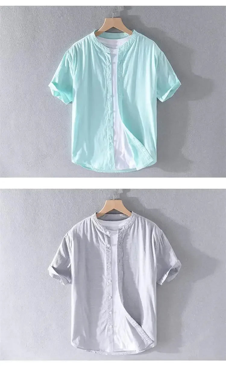 Relaxed Japanese Style Linen Shirt – Breezy Summer Comfort with Artistic Charm