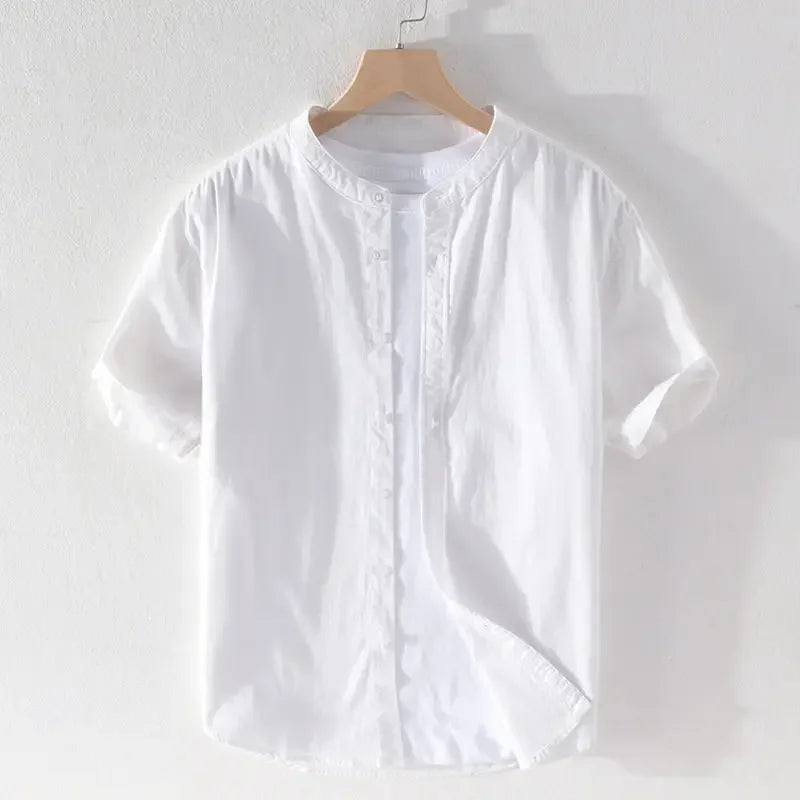 Relaxed Japanese Style Linen Shirt – Breezy Summer Comfort with Artistic Charm