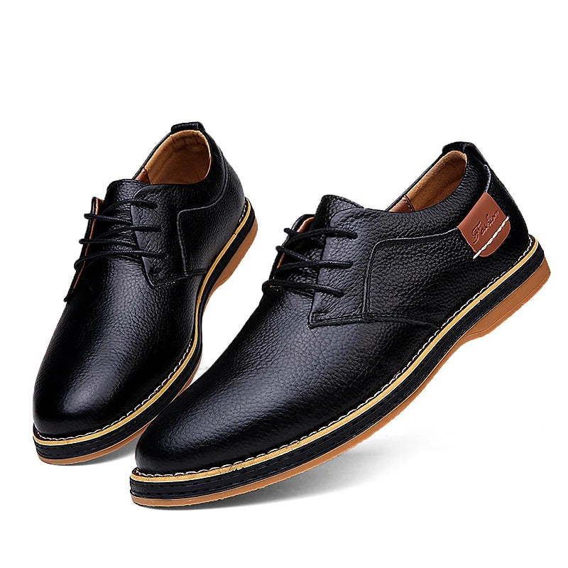 Men’s Oxford Shoes – Genuine Leather Brogue Lace-Up Dress Footwear, Italian Luxury Brand Moccasins & Loafers, Plus Size 38–48