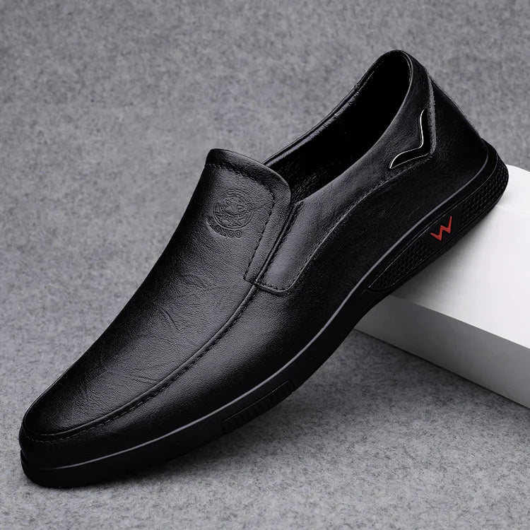 Men’s Business Casual Shoes – Handmade Layered Cowhide Leather with Durable Rubber Bottom for Office & Leisure