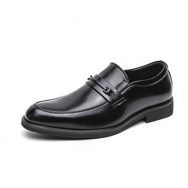 Men’s Formal Leather Loafers – Classic Slip-On Round Toe Dress Shoes