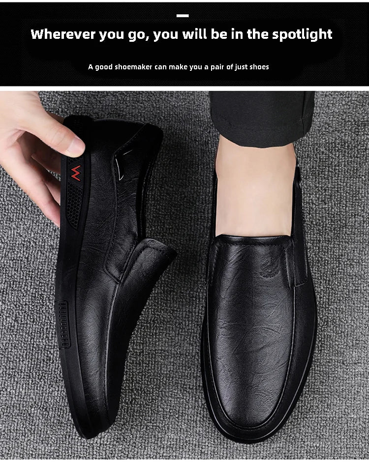 Men’s Business Casual Shoes – Handmade Layered Cowhide Leather with Durable Rubber Bottom for Office & Leisure