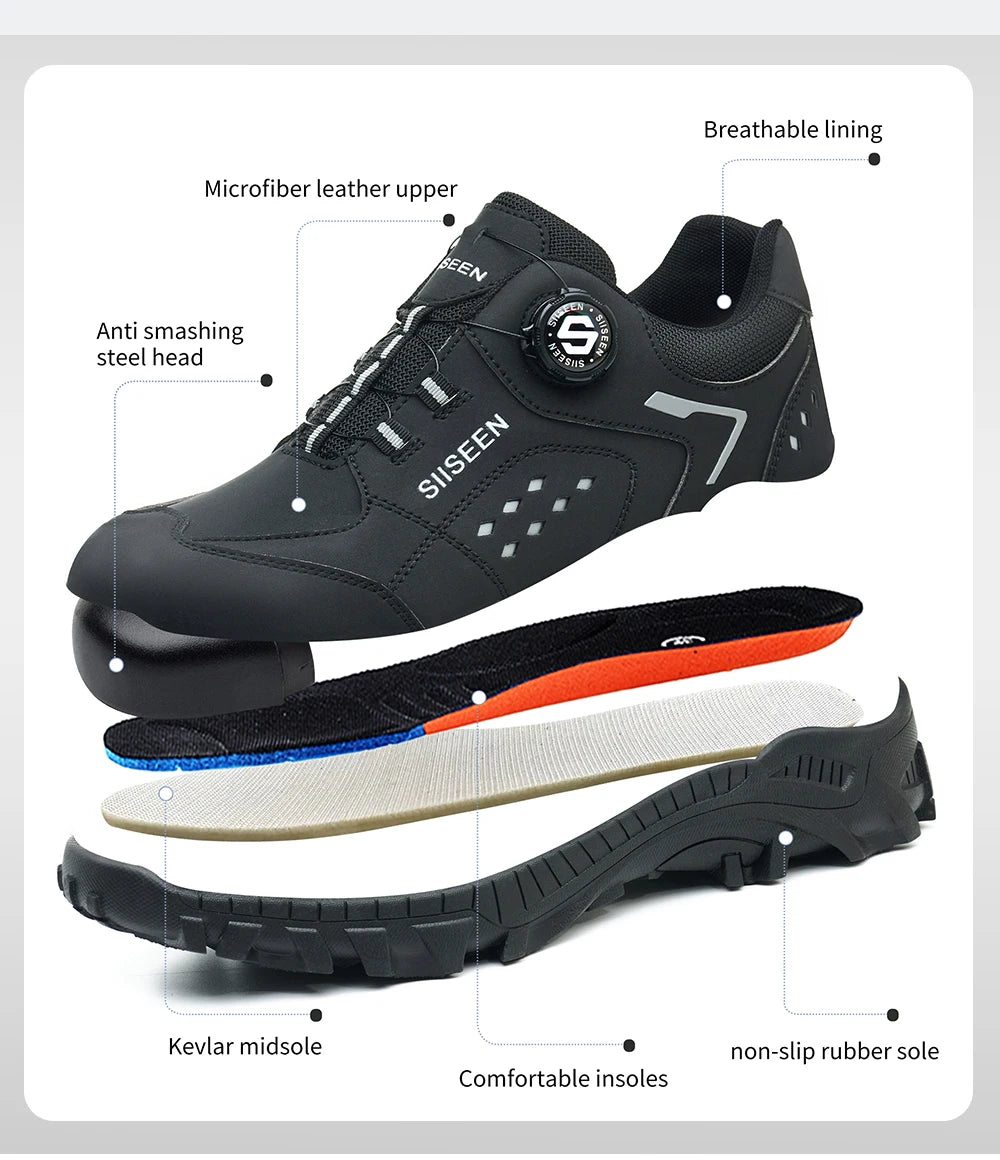 Men’s Steel Toe Safety Shoes – Lightweight, Breathable & Puncture-Resistant Work Footwear