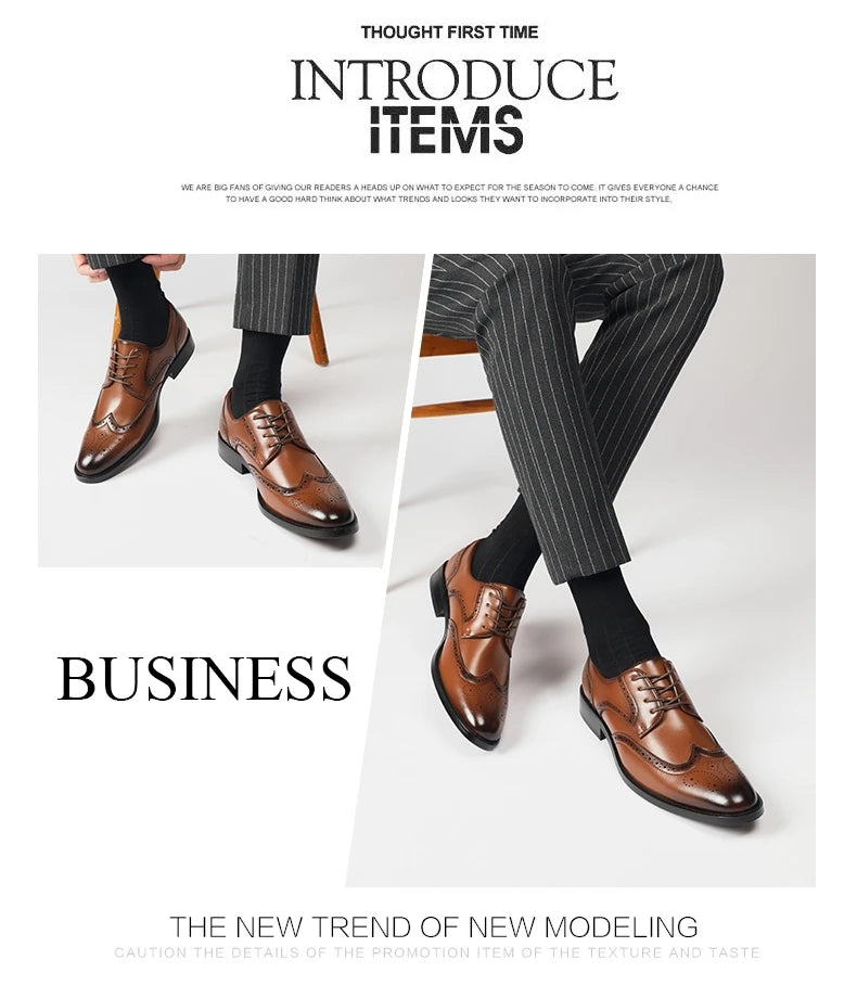 High Quality Height Increase Oxford Dress Shoes Men Genuine Cow Leather Suit Shoes Lift Brogues Wedding Formal Elevator Shoes