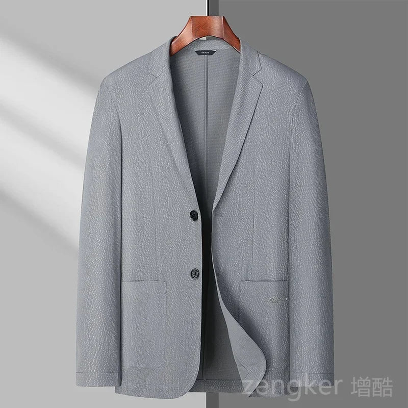 Men’s Ice Silk Summer Blazer – Lightweight Stretch Casual Suit Jacket in Plus Sizes up to 8XL
