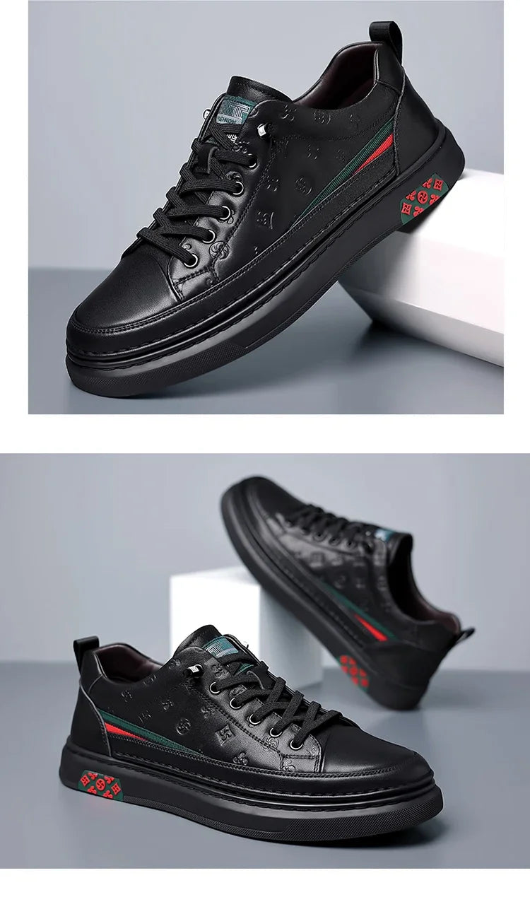 Men’s Genuine Leather Sneakers – 7cm Height Increasing, Casual Luxury