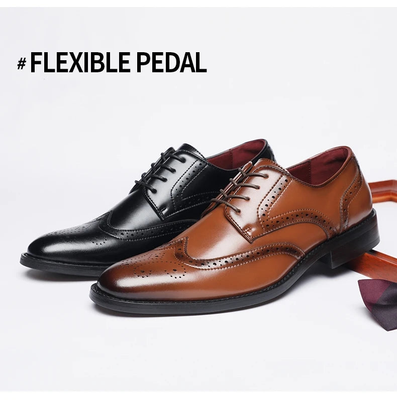 High Quality Height Increase Oxford Dress Shoes Men Genuine Cow Leather Suit Shoes Lift Brogues Wedding Formal Elevator Shoes