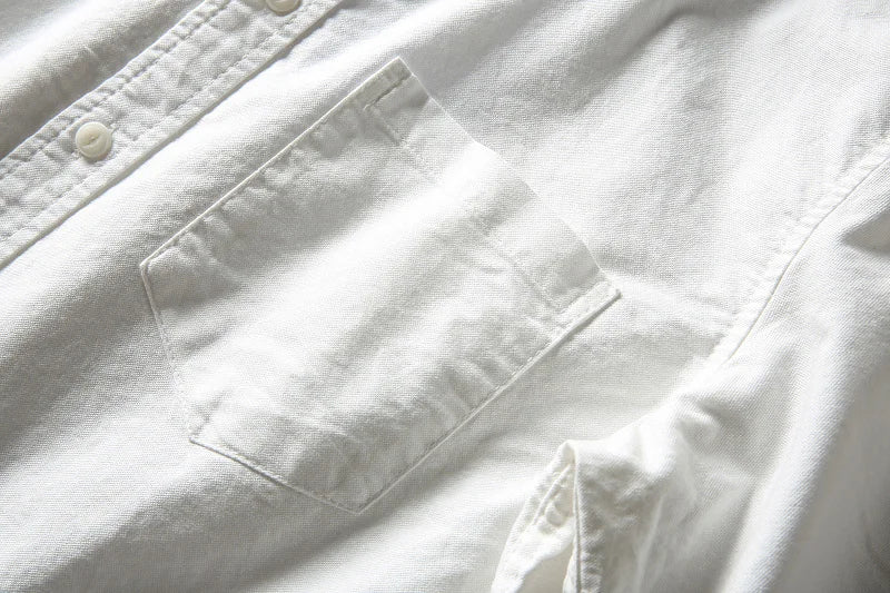 Japanese Short Sleeve Loose Fit Ox Cloth Men's Breathable Cotton