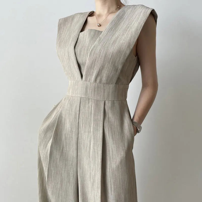 Chic Retro Jumpsuit – Flattering High Waist & Wide Leg Style for Effortless Summer Elegance