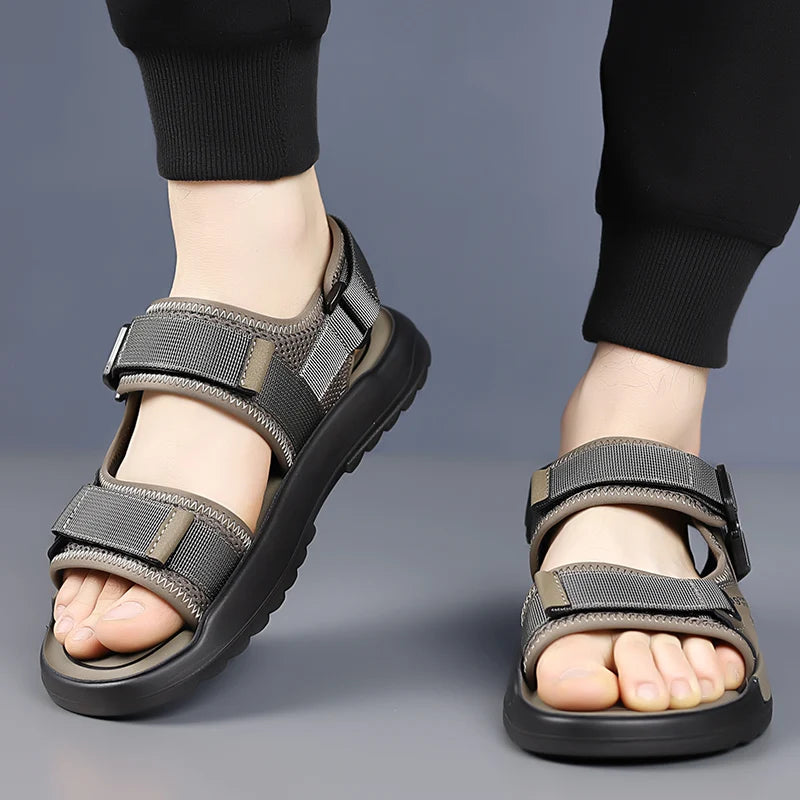 Handmade Men’s Summer Sandals – Genuine Leather Open-Toe Casual Shoes, Breathable Lightweight Outdoor Beach & Work Footwear