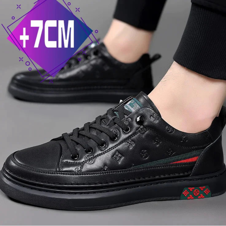Men’s Genuine Leather Sneakers – 7cm Height Increasing, Casual Luxury