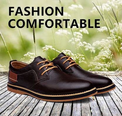 Spring/Autumn Men’s Oxford Shoes – Genuine Leather Lace-Up Formal Dress Shoes, Casual Business & Wedding Footwear, Big Sizes 38–48