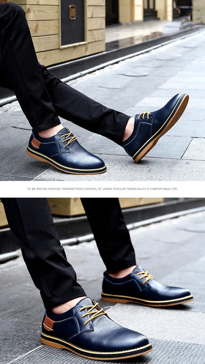 Spring/Autumn Men’s Oxford Shoes – Genuine Leather Lace-Up Formal Dress Shoes, Casual Business & Wedding Footwear, Big Sizes 38–48