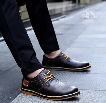 Spring/Autumn Men’s Oxford Shoes – Genuine Leather Lace-Up Formal Dress Shoes, Casual Business & Wedding Footwear, Big Sizes 38–48