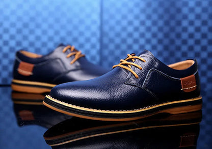 Spring/Autumn Men’s Oxford Shoes – Genuine Leather Lace-Up Formal Dress Shoes, Casual Business & Wedding Footwear, Big Sizes 38–48