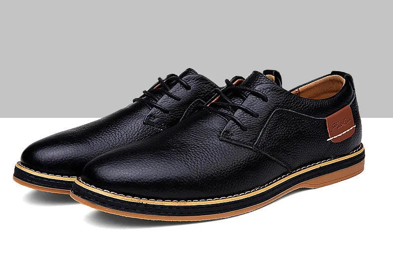 Spring/Autumn Men’s Oxford Shoes – Genuine Leather Lace-Up Formal Dress Shoes, Casual Business & Wedding Footwear, Big Sizes 38–48