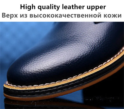 Spring/Autumn Men’s Oxford Shoes – Genuine Leather Lace-Up Formal Dress Shoes, Casual Business & Wedding Footwear, Big Sizes 38–48