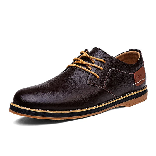 Spring/Autumn Men’s Oxford Shoes – Genuine Leather Lace-Up Formal Dress Shoes, Casual Business & Wedding Footwear, Big Sizes 38–48