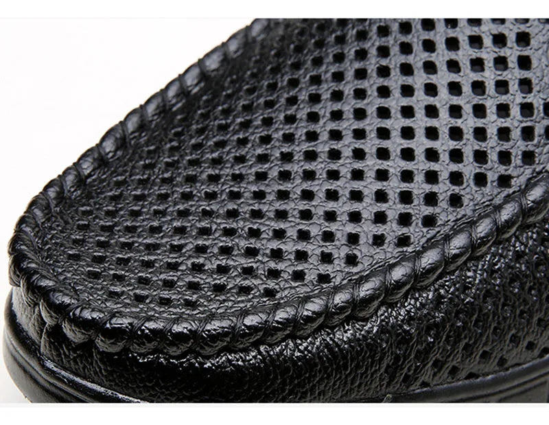 Fashion Genuine Leather Shoes Men Flat Breathable Summer Mens Casual Shoes Soft Comfortable Leather Male Footwear KA3559