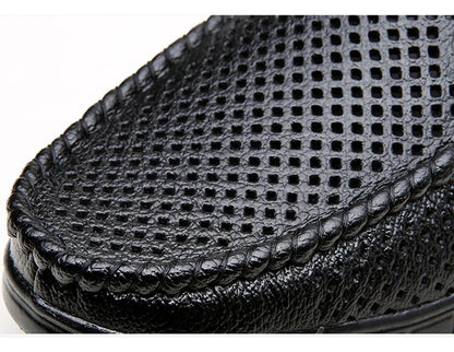 Fashion Genuine Leather Shoes Men Flat Breathable Summer Mens Casual Shoes Soft Comfortable Leather Male Footwear KA3559