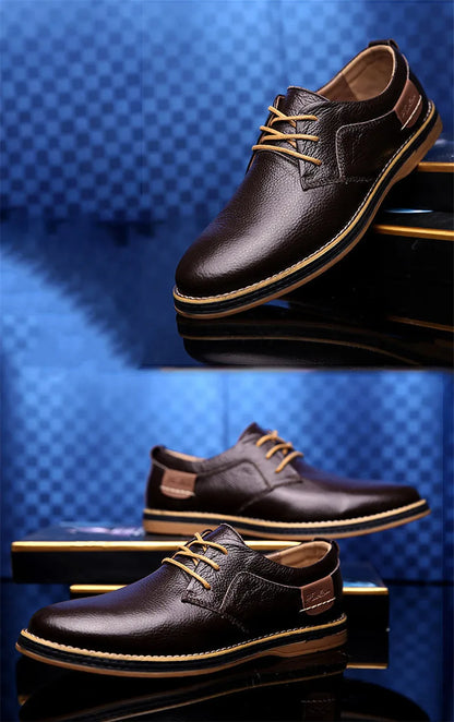 Spring/Autumn Men’s Oxford Shoes – Genuine Leather Lace-Up Formal Dress Shoes, Casual Business & Wedding Footwear, Big Sizes 38–48
