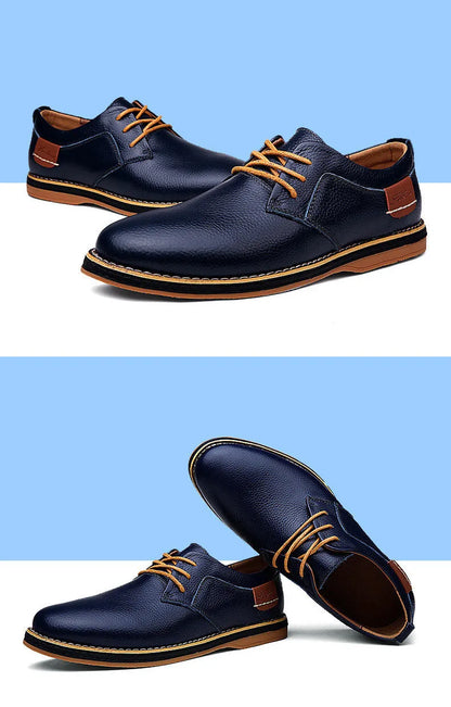 Spring/Autumn Men’s Oxford Shoes – Genuine Leather Lace-Up Formal Dress Shoes, Casual Business & Wedding Footwear, Big Sizes 38–48