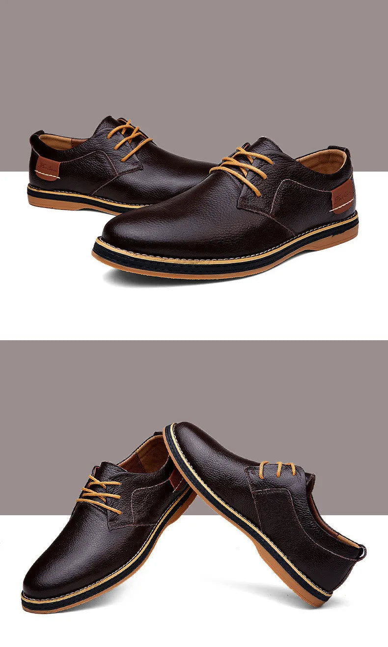 Spring/Autumn Men’s Oxford Shoes – Genuine Leather Lace-Up Formal Dress Shoes, Casual Business & Wedding Footwear, Big Sizes 38–48