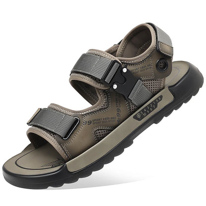 Handmade Men’s Summer Sandals – Genuine Leather Open-Toe Casual Shoes, Breathable Lightweight Outdoor Beach & Work Footwear