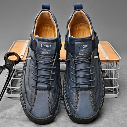 Handmade Leather Shoes for Men – Casual Slip-On Loafers, Breathable Fashion Moccasins, Comfortable Flats, Plus Sizes