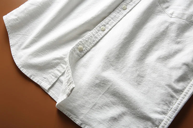 Japanese Short Sleeve Loose Fit Ox Cloth Men's Breathable Cotton