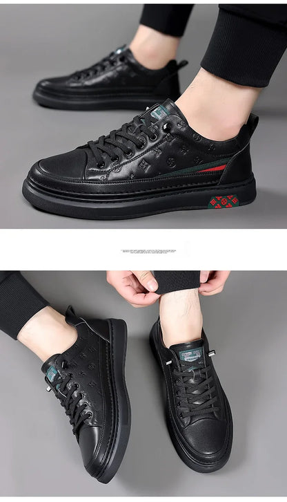 Men’s Genuine Leather Sneakers – 7cm Height Increasing, Casual Luxury