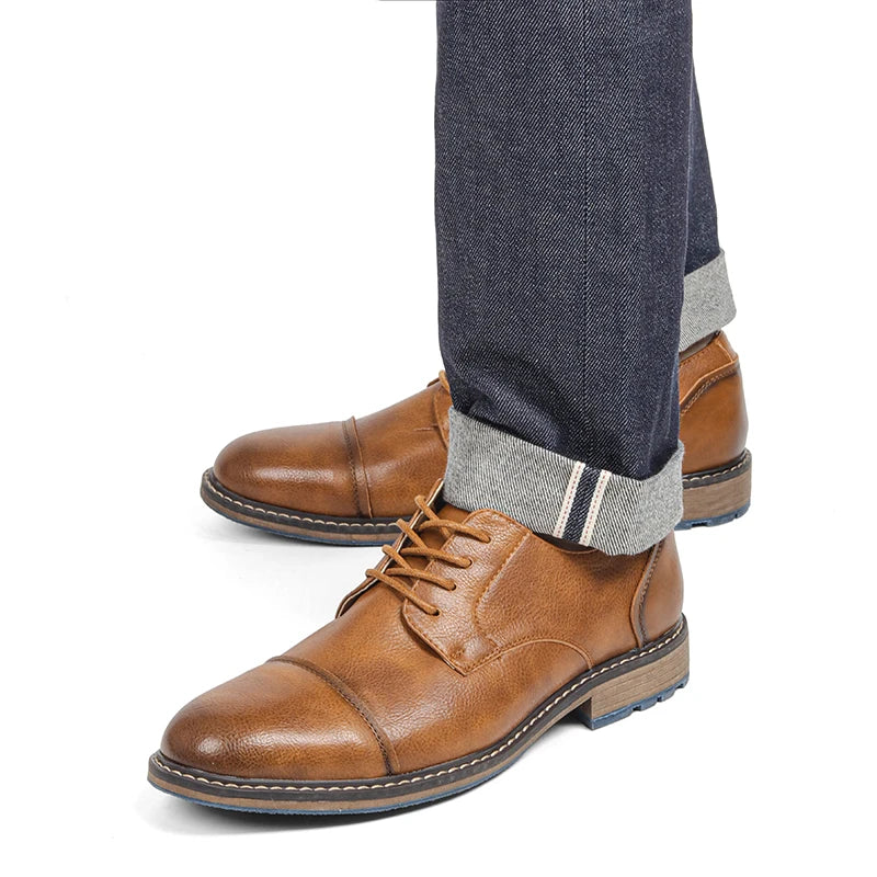 Retro Men's Derby Shoes 2024 New Men Casual shoes Fashion Men Leather Shoes #AL6604