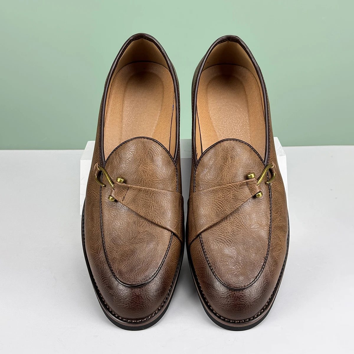 Men’s Formal Leather Loafers – British Style Pointed Toe Slip-On Dress Shoes