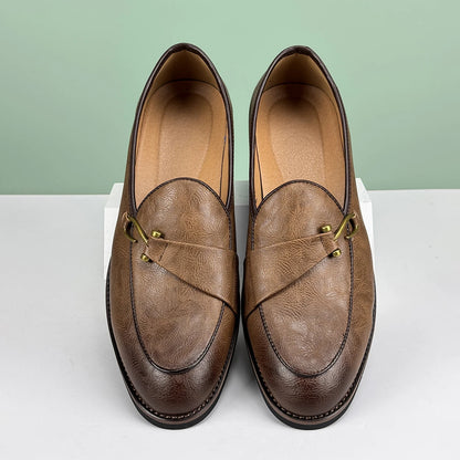 Men’s Formal Leather Loafers – British Style Pointed Toe Slip-On Dress Shoes