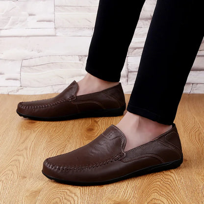 Men’s Genuine Leather Loafers – Casual Luxury Slip-On, Breathable Comfort