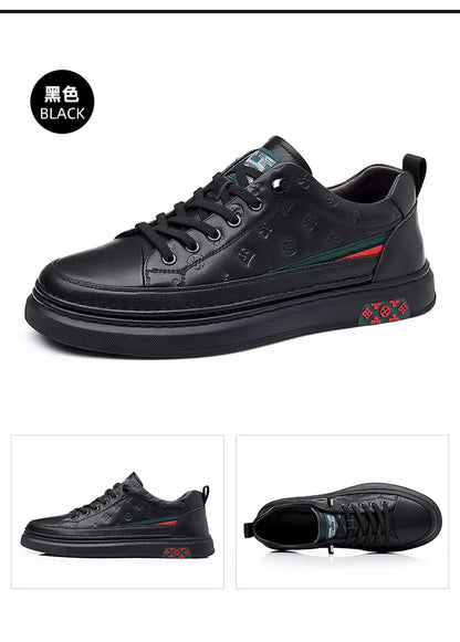 Men’s Genuine Leather Sneakers – 7cm Height Increasing, Casual Luxury