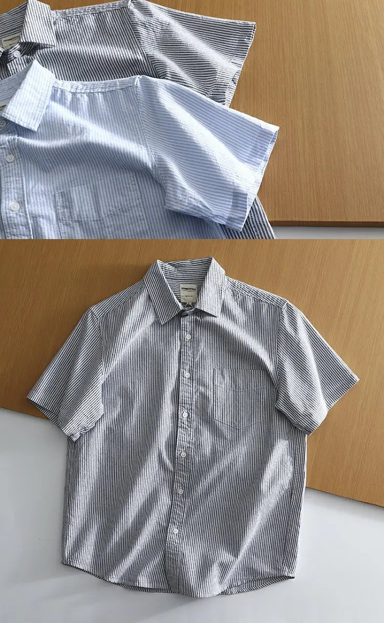 Classic Cotton Oxford Shirt – Effortless Stripes for Smart Summer Style