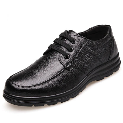 Men’s Genuine Leather Shoes – Soft Cowhide Flats for Business & Casual Wear