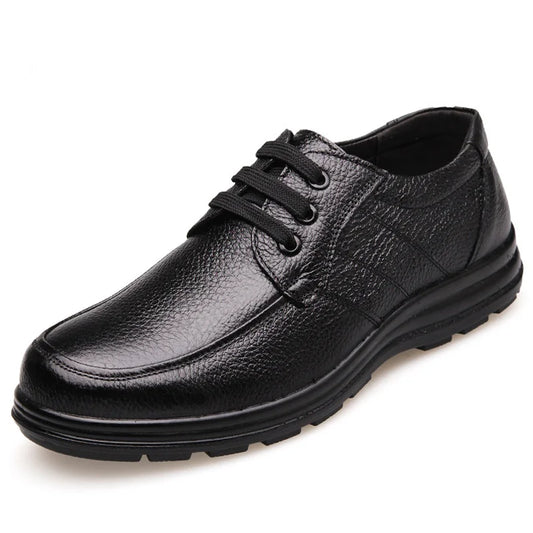 Men’s Genuine Leather Shoes – Soft Cowhide Flats for Business & Casual Wear