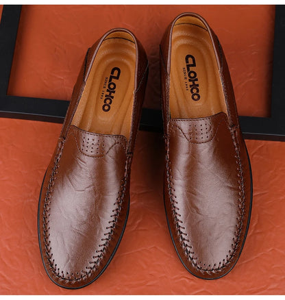 CLOHOO Men’s Business Casual Leather Shoes – Comfortable Breathable Cowhide with Durable Rubber Sole