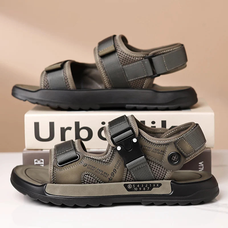 Handmade Men’s Summer Sandals – Genuine Leather Open-Toe Casual Shoes, Breathable Lightweight Outdoor Beach & Work Footwear