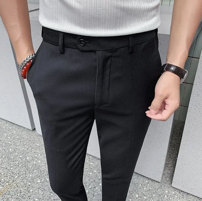 Classic Gray Cropped Suit Pants – Sharp, Wrinkle-Free Style for Modern Men
