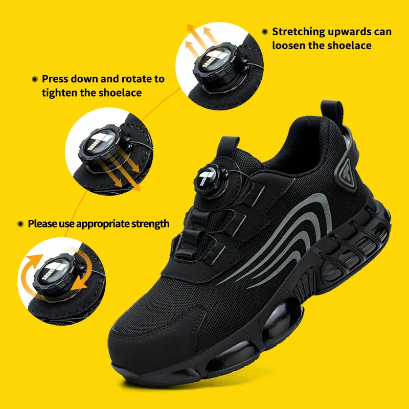 Modern Work Sneakers – Stylish Safety Shoes with Rotary Button Fit & Full Protection